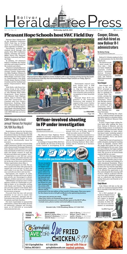 Wednesday April 26 2023 Bolivar Herald Free Press